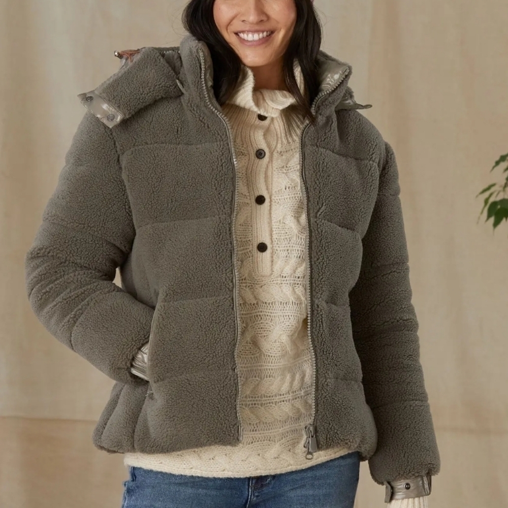 Save the Duck Bertha Fleece Puffer Coat Elephant NWT